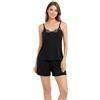LORMAR Pigiama Donna Viscosa Elasticizzata Nero con Top Spalline e Pantaloncino art 654133-44, Nero