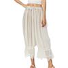 Betrodi Pantaloni lunghi da donna in pizzo con volant ricamati sottoveste pantaloni vittoriani vintage zucca pantaloni corti pantaloni pigiama, Bianco carino, S