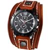 JewelryWe Orologio da Polso Punk Vintage: Orologio da Polso da Uomo Gotico Cinturino in Pelle con Quadrantini Finti