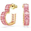 Swarovski Matrix Orecchini a Cerchio, Gioielli con Zirconia Rosa Swarovski, Taglio Baguette, Forma a Cuore, Placcatura in Tonalità Oro, 1,9 x 0,5 cm, peso (singolo orecchino) 2,2 g