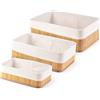 Compactor Set di 3 cestini portaoggetti in bambù naturale, fodera in tessuto, misura grande 33 x 23 x 12 cm, M 29 x 19 x 10 cm, S 25 x 15 x 8 cm, marrone, RAN10569