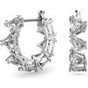 Swarovski Orecchini a cerchio Ortyx, Taglio triangolo, Piccoli, Bianchi, Placcato rodio