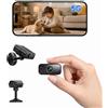 Voltvera Mini fotocamera, 1080P HD, WiFi, telecamera di sorveglianza interna, WiFi, per micro camera, interni, con batteria, piccola telecamera di sicurezza compatta con sensore di movimento/notte, visione