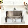 MELANSTAR Lavello da cucina in acciaio inox, 38 x 38 cm, con 1 vasca, con sifone, in acciaio inox