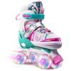 Générique Set di pattini a rulli a doppia - Skates regolabili per | Vamp in mesh traspirante e ruote in PU lampeggianti | ABEC-7 Silent PATIRING STACES Plus 3-11 Anni | Skate a rulli