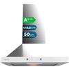 Cecotec Cappa Piramidale 50cm Bolero Flux PT 504400 Inox A++. Vetro Frontale Bianco, Aspirazione 449,5m³/h, Controllo Touch Invisibile, Funzione Booster, Filtri Lavabili, Classe A++, Per Cucina Pulita