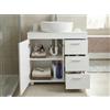 ZECIIYE Mobile sottolavabo con 3 cassetti, 2 scomparti dietro la porta, piedi, mobiletto piccolo con ripiano regolabile, mobile da bagno, in legno, per bagno, cucina, bianco