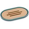 Inbagno Portasapone Acquamarina da appoggio, ABS e Legno bambù, Linea Surf
