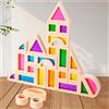 25Pcs Blocchi da costruzione Blocchi arcobaleno in legno Giocattoli Montessori