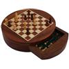 Italfama Set Da Scacchi Da Viaggio Magnetico In Legno Italfama Rotondo 16Cm Con Cassetto