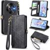 MOJIA Cover per ZTE Blade A76 5G, [Anti Caduta Anti Graffio] Custodia Flip Wallet in Pelle di Alta Qualità con Porta Carte e Supporto. Nera