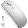 EasyULT Mouse Wireless 2.4G Ricaricabile, Mouse Senza Fili Silenzioso ed Ultrasottile con Nano Ricevitore, 1600DPI Mouse USB Portatile da Ottico per Notebook,PC,Laptop,MacBook(Argento)