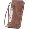 Didan Cerniera Cover Portafoglio per iPhone 13 Fiore Custodia Pelle Libro con 7 Porta Carte Integrati Chiusura Magnetica Flip con Cinturino da Polso