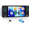 GOHHDL Autoradio 1 DIN con schermo da 5,1 pollici con Wireless CarPlay Android Auto, Bluetooth 5.2 Vivavoce HD Radio Display con Mirror Link, USB/AUX, FM Radio, SWC, EQ +MIC