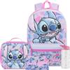 Get Trend Disney Stitch 4 Pezzi Zaino Ragazza Set con Borsa Termica Porta Pranzo, Borraccia 500 ml Senza BPA e Astuccio - Idea Regalo (Multi Stitch)
