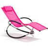 Arreditaly Poltrona Basculante Sdraio A Dondolo Da Giardino Con Poggiatesta Removibile In Textilene Traspirante Telaio In Metallo Ergonomica Relax Piscina Terrazzo Outdoor 73 x 150 x 93 Cm Fuxia