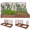 COSTWAY Letto Rialzato da Giardino con 2 Cassoni per Piantare e 3 Tralicci, Aiuola Rialzata da Giardino in Legno per Fiori, Erbe, Verdure, Frutta e Viti Rampicanti, 222 cm x 114 cm x 110 cm (Marrone)