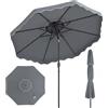 COSTWAY Ombrellone da Giardino 300 cm, Inclinabile 30° con 8 Costole Robuste, Palo in Metallo, Anti-UV, Parte Superiore Ventilata e Manovella per Spiaggia, Balcone e Terrazzo (Grigio)