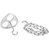 Pineeseatile Treppiede per braciere, anello per treppiede con catena e gancio Griglia in acciaio inossidabile portatile da esterno per appendere pentole Accessori per forno, anello con catena e gancio
