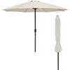 JJ. Ombrellone dritto rotondo effetto legno Ø300 cm Ombrellone dritto inclinabile Ø3 m Apertura con manovella Tela professionale 240 g/m2 rinforzata resistente ai raggi UV, beige avorio, beige, 300 x