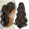 Dcbaboo Coda Capelli Extension con Pinza Posticci per Capelli Ricci Lunghi 45cm Extension Coda Finta Coda di Cavallo Capelli Mossi Ponytail Sintetici Naturali Ondulati, Marrone Cioccolato