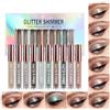 Beliky Girl Set di ombretti liquidi glitter metallici 10 colori set ombretto fumoso impermeabile a lunga durata ad asciugatura rapida kit per il trucco degli occhi