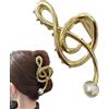 Generic Fermaglio per capelli a forma di chiave di violino con perla, in metallo, a forma di chiave di violino, con nota musicale, antiscivolo, in metallo, con chiave di violino, forcine per capelli forti