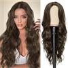 QUEENTAS Parrucca lunga riccia donna parrucca sintetica marrone donna capelli pieni per festa parrucca cosplay quotidiana (marrone)