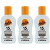Malibu Lozione solare SPF 15 arricchita con vitamine resistente all'acqua ad alta protezione, confezione da 3 100 ml