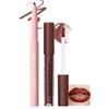 Prreal Set di 2 lucidalabbra marrone e burro, lucidalabbra opaco con olio idratante per labbra a lunga durata, waterproof Smooth Silky Lip Kit,04