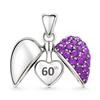 LSDesigns 60th charm di buon compleanno cuore per European Style bracciale da donna - in argento sterling S925-60 °