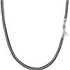 Viwind Collana in vera pelle intrecciata, larghezza 2,5 mm/3 mm, lunghezza 45-60 cm, in argento Sterling 925, unisex, con confezione regalo, 45, Pelle
