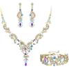 EVER FAITH Collana e Bracciale e Anello, Rhinestone Cristallo Nuziale Art Deco Floreale Onda Goccia Collana Orecchini Braccialetto Set di Gioielli