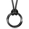 BLNC Collana da Uomo in Acciaio Inossidabile con Pendente Rune Norrene, Ciondolo Circolare Simbolo Vichingo, Regalo per Compleanno o Festa del Papà (Cerchio)