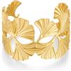 WOWORAMA Grandi bracciali Chunky da donna in oro con foglia di ginkgo e bracciale boho Statement Bracciale spesso dorato largo cerchio elegante bangle