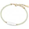 GAVU Bracciale Donna Minimalista con Peridoto Naturale Sfaccettato 3 mm e Perla Barocca Centrale, Braccialetto Regolabile Elegante Donna