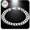 QUADRI - Elegante Bracciale Uomo Argento 925 con Catena Modello Cubano Diamanto - larghezza 10 mm - lunghezza 19 cm - Made in Italy certificato