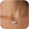 Turandoss Collana da donna con pietra portafortuna, con ciondolo rotondo in oro 14 carati, regalo personalizzato per mamma, donna, ragazza, ragazza, ragazza, ragazza, 12 mesi, 40+6cm, Metallo