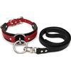 lalatia Girocollo Donna O Ring Choker Collana in Ecopelle (Rosso Nero Argento, Guinzaglio)