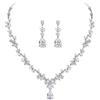 Clearine Matrimonio Set di Gioielli per la Sposa Elegante Goccia Marquise Zirconia cubica Foglia Cluster Ciondolo Collana Orecchini Pendenti Trasparente Argento-Fondo