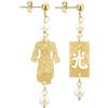 LEBOLE MAISON COPPIA ORECCHINI MICRO OTTONE KIMONO LETTERA PIETRA PERLA