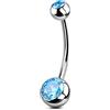 OUFER Body Piercing 10/12/14/16mm Titanium Belly Button Bars Internally Navel Bars Piercing 14G/1.6MM Navel Piercing Aqua CZ Belly Bars Ring Piercing Gioielli