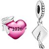 PHCLASY Perla Charm Diploma Compatibile con Braccialetti e Collane Europei, Charms per Laurea e Perle per Donna, Zirconia cubica