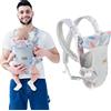 IULONEE Portabebè Convertibile 4 in 1 Fascia Porta Bebè Ergonomico Marsupio Mani Libere Zaino o Front Pack Tessuto Baby Sling per Neonati per 5-20kg Bimbi Blu