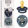 BIBS Colour Ciuccio, 6-18 mesi, confezione da 2, Deep Space/Petrol | Tettarella rotonda | Lattice di gomma naturale | Taglia 2 | Senza BPA | Prodotto in Danimarca | Scudo anti-irritazione