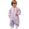 MIKAFEN Sacco nanna invernale a maniche lunghe, per bimbe e bimbi, con aperture per i piedi e motivo di cagnolino, in cotone, unisex, per tutto l'anno, Rosa 12-36 mesi