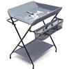 yunaoii Fasciatoio pieghevole e portatile 3 in 1, fasciatoio portatile con fasciatoio, cintura di sicurezza e ripiani, portata massima 25 kg, adatto per neonati, grigio scuro