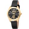 Just Cavalli Glam Chic Luna - Orologio Donna Al Quarzo Moda Cinturino In Pelle Nero Cassa In Acciaio Inox Quadrante Analogico Nero - JC1L309L0025