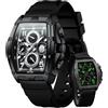 LIGE Orologi da uomo di lusso Tonneau orologi da uomo impermeabili orologio analogico cronografo calendario data abito da uomo Business Work Watch grande quadrante quadrato orologio da polso, Tutto