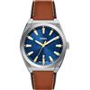 Fossil Everett - Orologio da uomo a tre lancette in acciaio inossidabile al quarzo, Marrone/Argento/Blu, 42MM